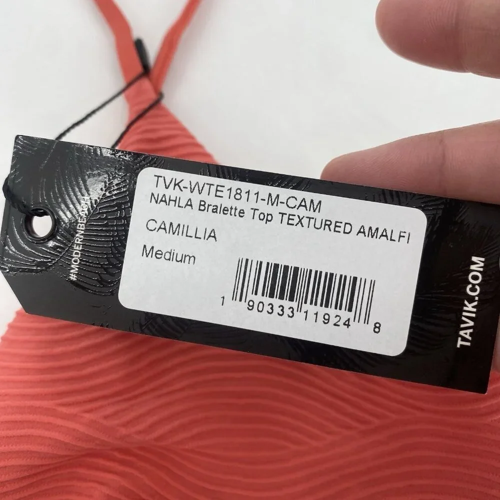 Tavik Size M Nahla Bralette Textured Camillia Solid Bikini Top Swimwear NWT